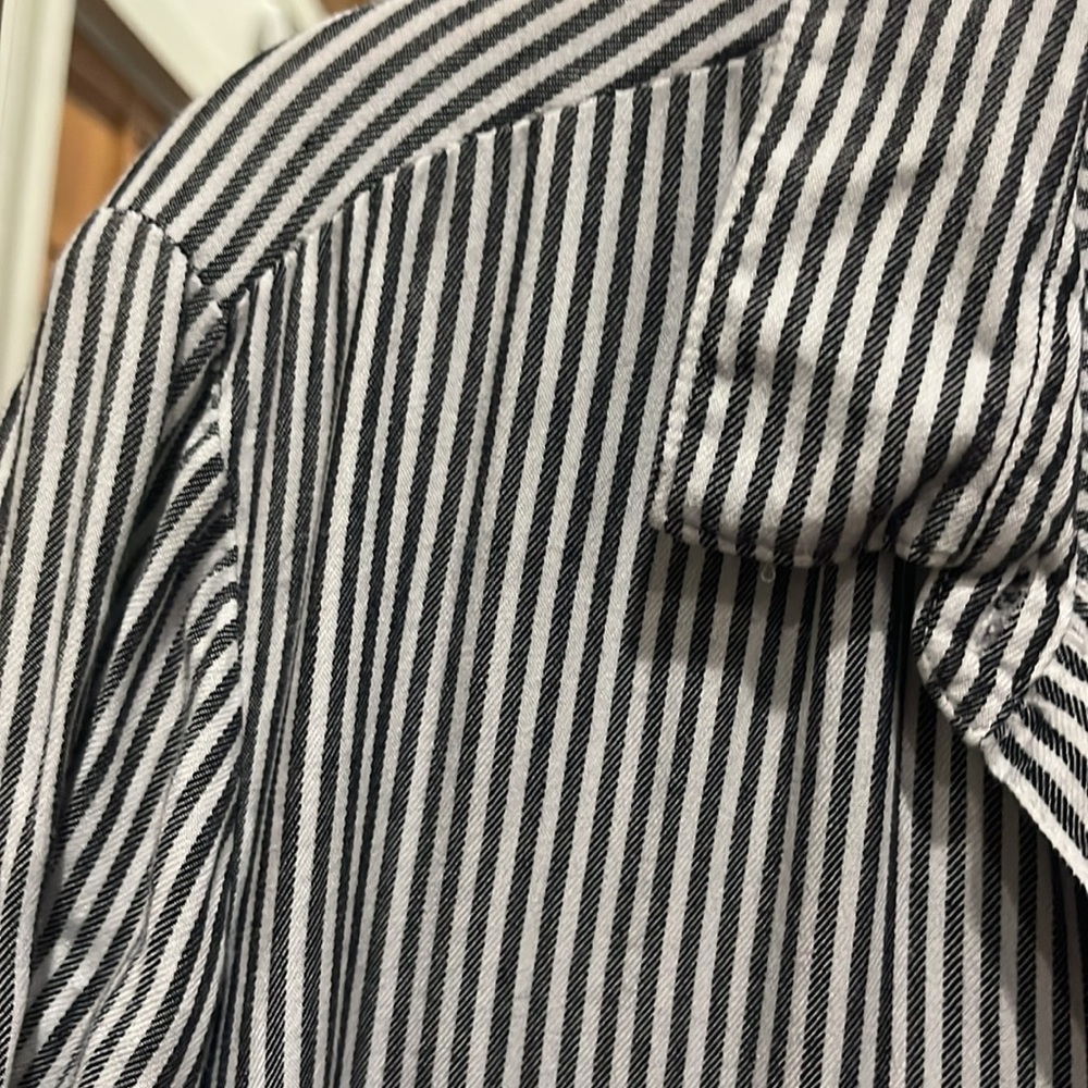 Old Navy ticking stripe Blue and White Striped Casual Button Down Dress - Picture 4 of 6